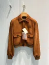 Miu Miu Patch Pocket Copped Jacket In Brown