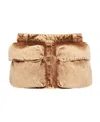 Miu Miu Patch-pocket Denim Miniskirt In Nude