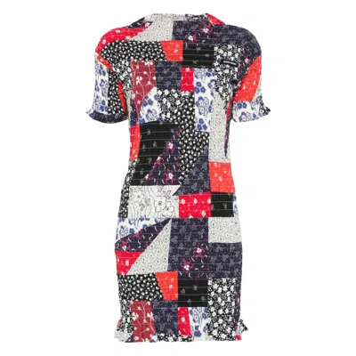 Miu Miu Patchwork Poplin Mini-dress In Black