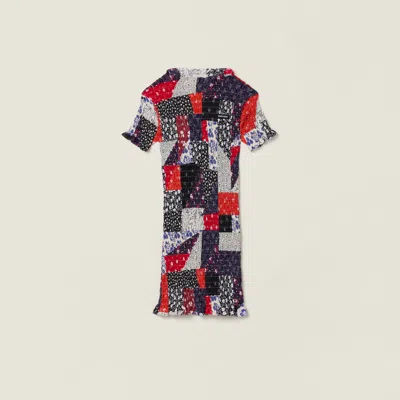 Miu Miu Patchwork Poplin Mini-dress In Multi