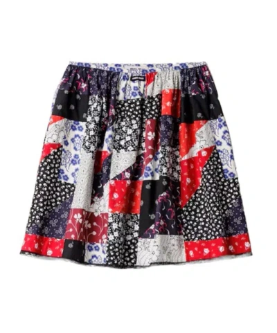 Miu Miu Patchwork Poplin Skirt In Multi