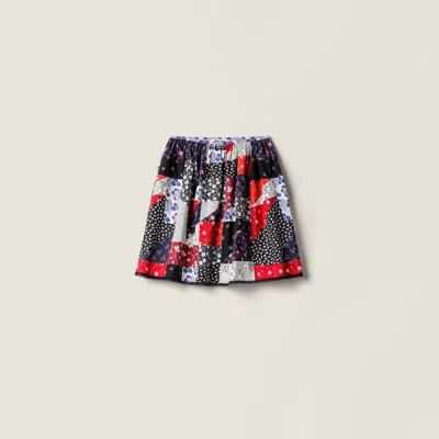 Miu Miu Patchwork Poplin Skirt In Multi