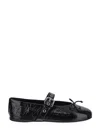 Miu Miu Leather Mary Jane Ballerina Flats In Black