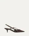 Miu Miu Patent Buckle-trio Slingback Pumps