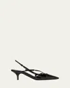 Miu Miu Buckle-embellished Slingback Pumps In Black