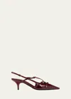 Miu Miu Slingback Deep Purple In Patent Leather With Buckles Women In Porpora