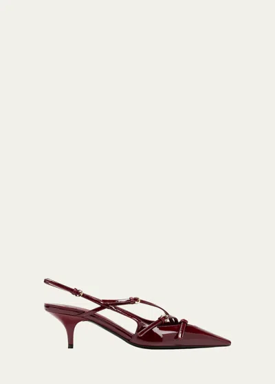 MIU MIU PATENT BUCKLE-TRIO SLINGBACK PUMPS