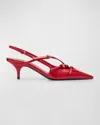 Miu Miu Miumiu Women Patent Leather Slingbacks With Buckles In Rosso