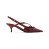 Miu Miu Maroon Slingback Leather Pumps In Burgundy
