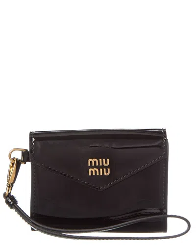 Miu Miu Patent Card Case In Black
