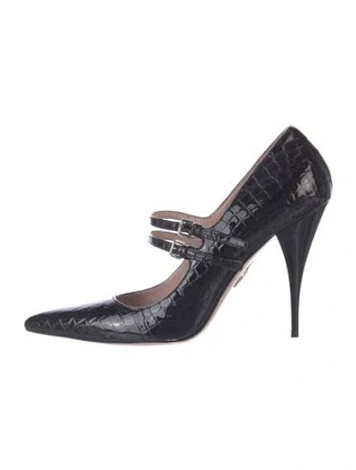 Pre-owned Miu Miu Patent Leather Animal Print Pumps In Black