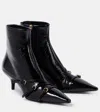 Miu Miu Leather Buckle Trio Ankle Booties In Black