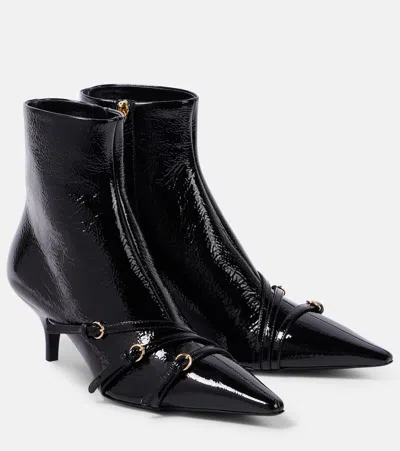 MIU MIU PATENT LEATHER ANKLE BOOTS