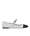 Miu Miu Pearl-detail Leather Ballerina Shoes In White