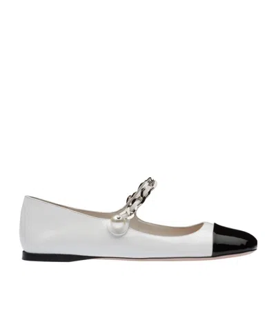 MIU MIU MIU MIU TWO-TONED CHAIN-LINKED BALLERINAS