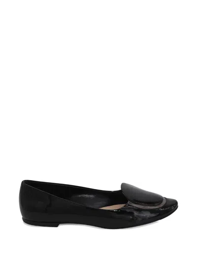 Pre-owned Miu Miu Patent-leather Ballet Flats In Black
