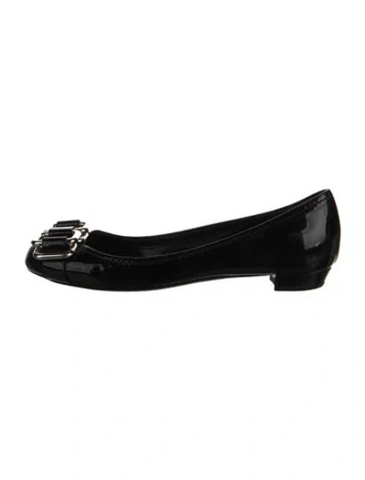 Pre-owned Miu Miu Patent Leather Ballet Flats In Black