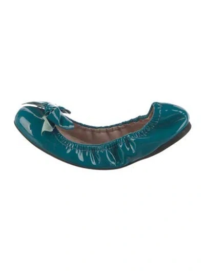 Pre-owned Miu Miu Patent Leather Ballet Flats In Blue