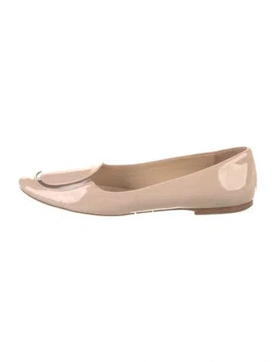 Pre-owned Miu Miu Patent Leather Ballet Flats In Neutral