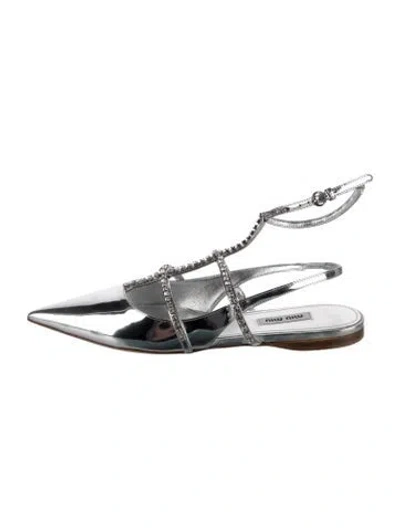 Pre-owned Miu Miu Patent Leather Ballet Flats In Silver