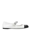Miu Miu Ballerines En Cuir Vernis In White