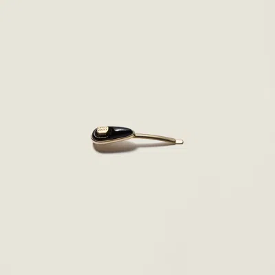 Miu Miu Patent Leather Barrette In Black