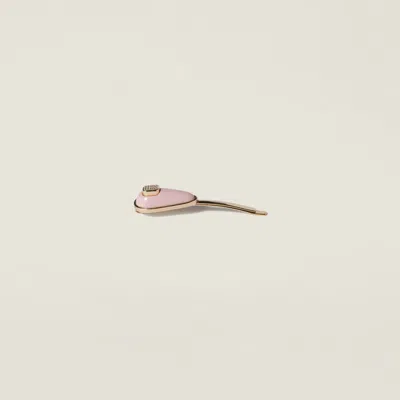Miu Miu Patent Leather Barrette In Pink