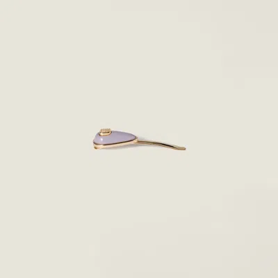 Miu Miu Patent Leather Barrette In Gold