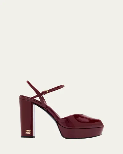 Miu Miu Patent Leather Block-heel Platform Sandals