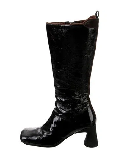 Pre-owned Miu Miu Patent Leather Boots In Black