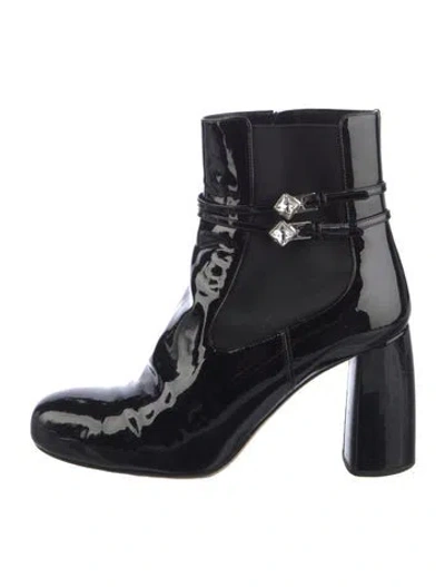 Pre-owned Miu Miu Patent Leather Boots In Black