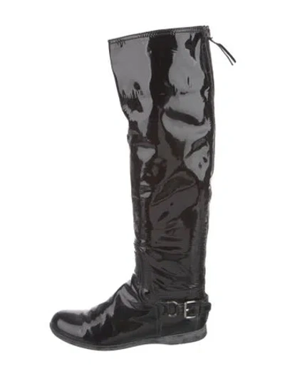 Pre-owned Miu Miu Patent Leather Boots In Black