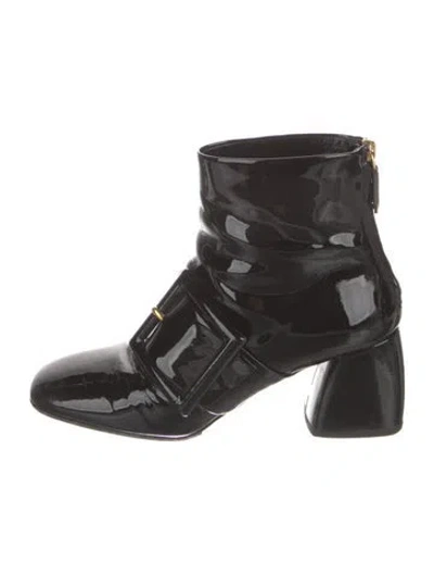 Pre-owned Miu Miu Patent Leather Boots In Black