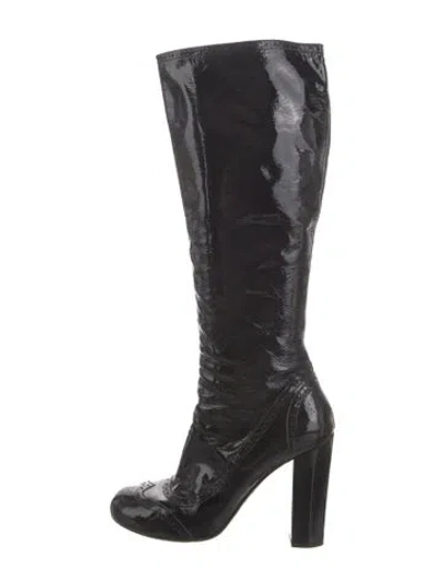 Pre-owned Miu Miu Patent Leather Boots In Black