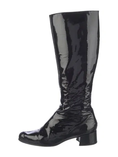 Pre-owned Miu Miu Patent Leather Boots In Black
