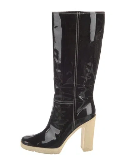 Pre-owned Miu Miu Patent Leather Boots In Black