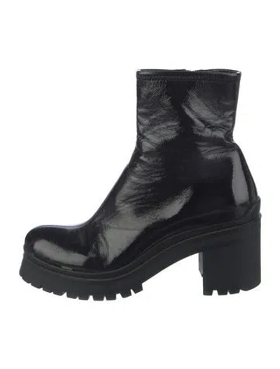 Pre-owned Miu Miu Patent Leather Boots In Black