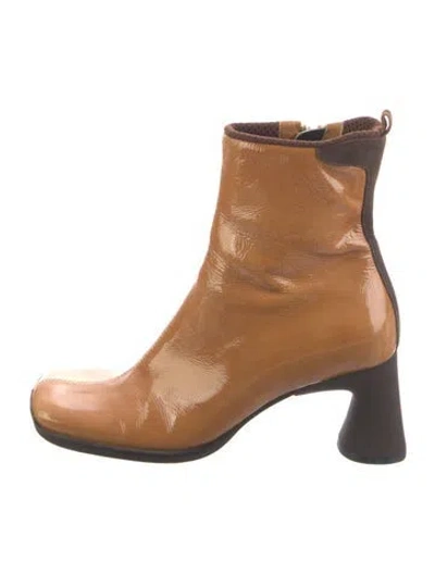 Pre-owned Miu Miu Patent Leather Boots In Brown
