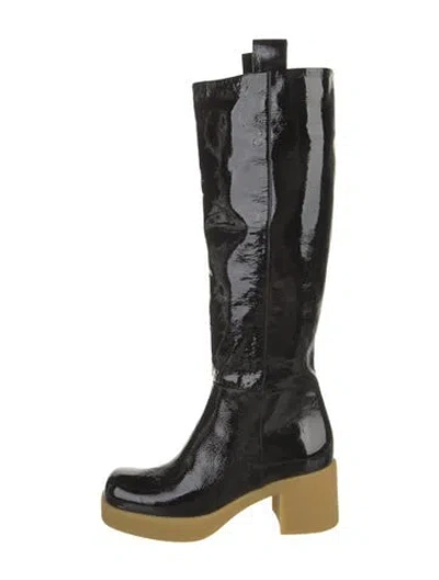 Pre-owned Miu Miu Patent Leather Boots W/ Tags In Black