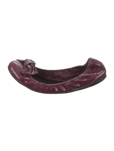 Pre-owned Miu Miu Patent Leather Bow Accents Ballet Flats