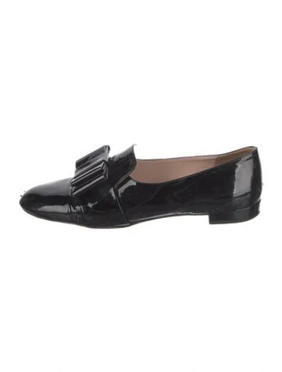 Pre-owned Miu Miu Patent Leather Bow Accents Loafers In Black