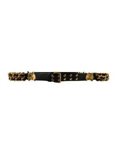 Pre-owned Miu Miu Patent Leather Chain-link Accents Buckle In Black