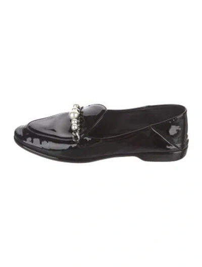 Pre-owned Miu Miu Patent Leather Chain-link Accents Loafers In Black