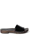 Miu Miu Studded Detail Wooden Sole Clogs In Black