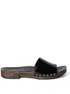 Miu Miu Studded Detail Wooden Sole Clogs In Black