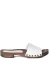 Miu Miu Leather Logo Slide Clogs In White