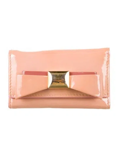 Pre-owned Miu Miu Patent Leather Coin Pouch In Neutral