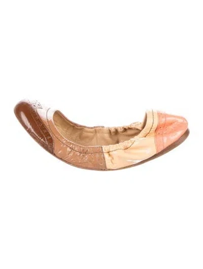 Pre-owned Miu Miu Patent Leather Colorblock Pattern Ballet Flats In Multi
