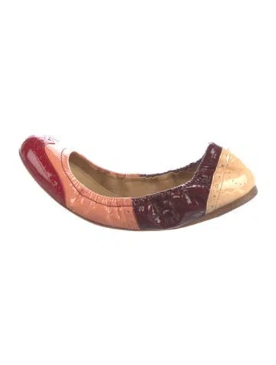 Pre-owned Miu Miu Patent Leather Colorblock Pattern Ballet Flats In Neutral