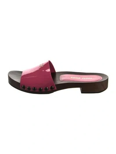 Pre-owned Miu Miu Patent Leather Colorblock Pattern Slides In Multi